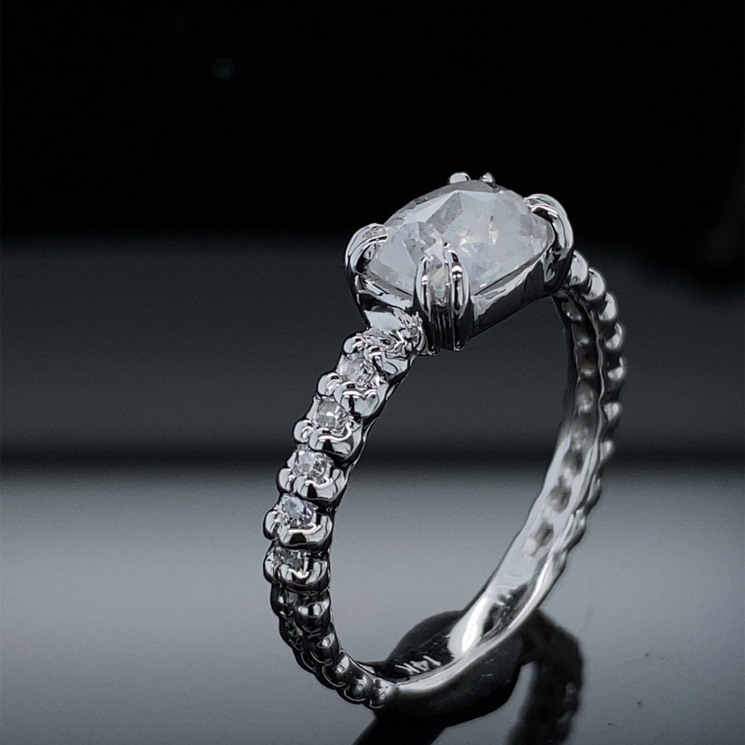 Rose Cut Ice Diamond White Gold Ring