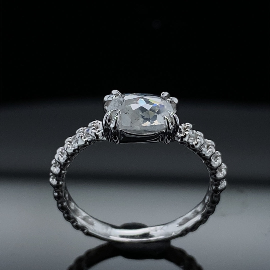 Rose Cut Ice Diamond White Gold Ring