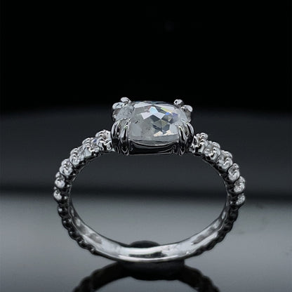 Rose Cut Ice Diamond White Gold Ring