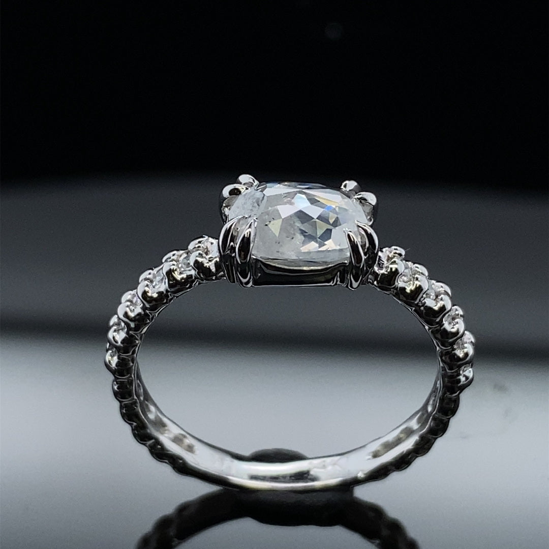 Rose Cut Ice Diamond White Gold Ring