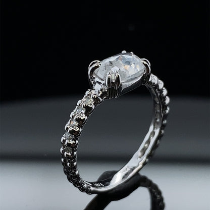 Rose Cut Ice Diamond White Gold Ring