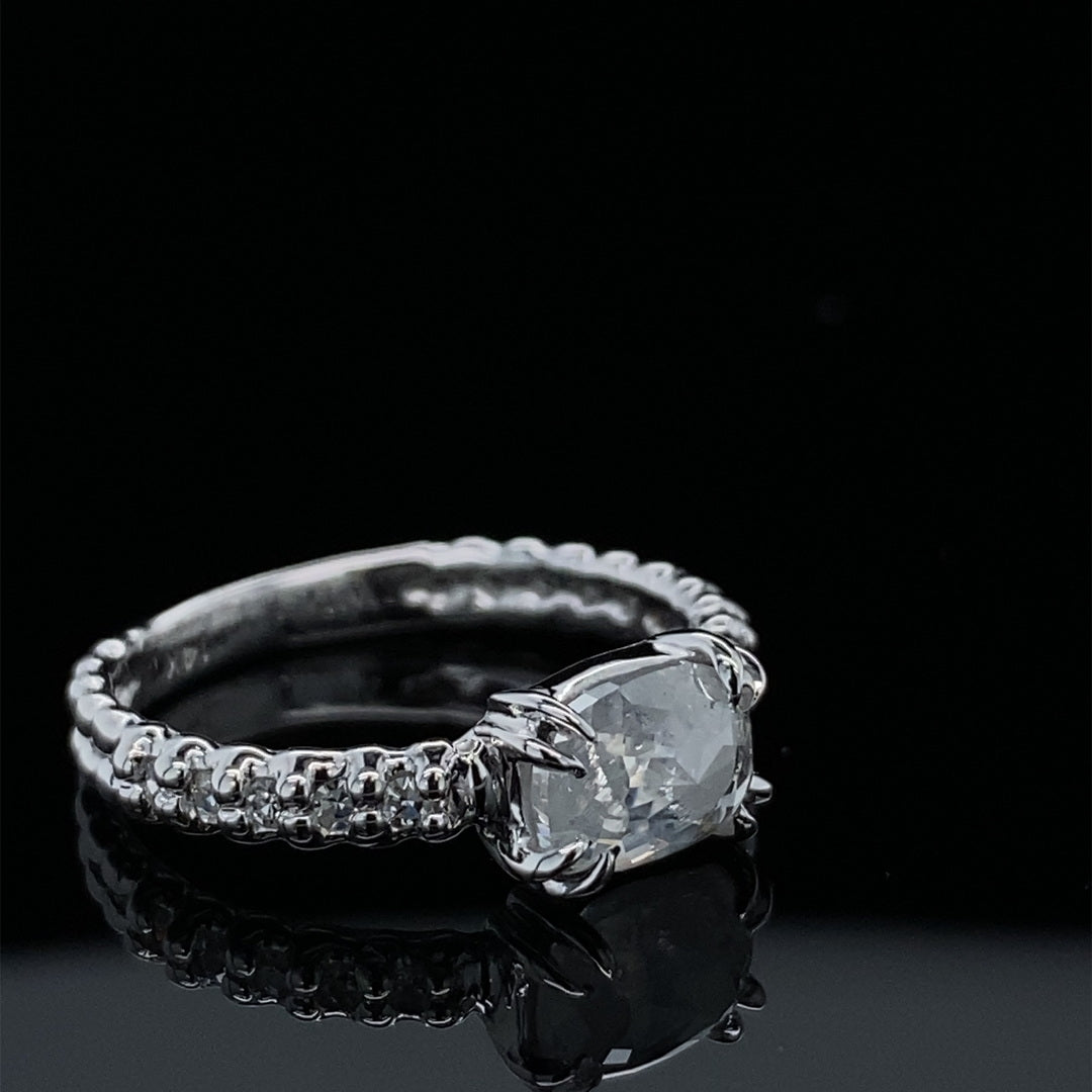 Rose Cut Ice Diamond White Gold Ring