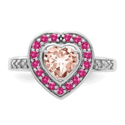 Sterling Silver Morganite Heart Ring