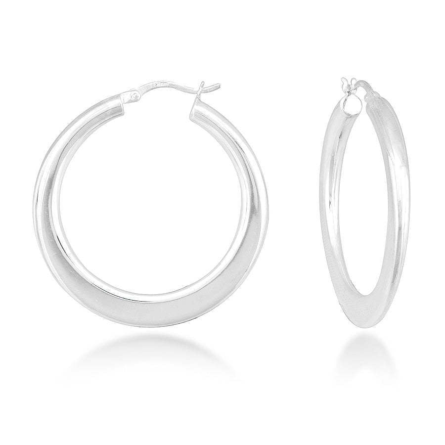 Sterling Silver Tapered Polished Hoop Earrings