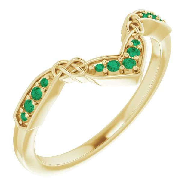 14K YG Celtic Emerald Contour Band