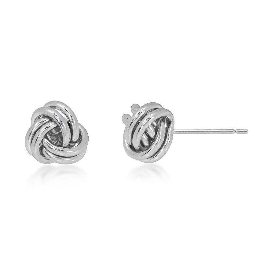 14K White Gold Love Knot Stud Earrings