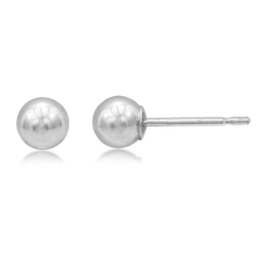 14K White Gold 6mm Ball Stud Earrings