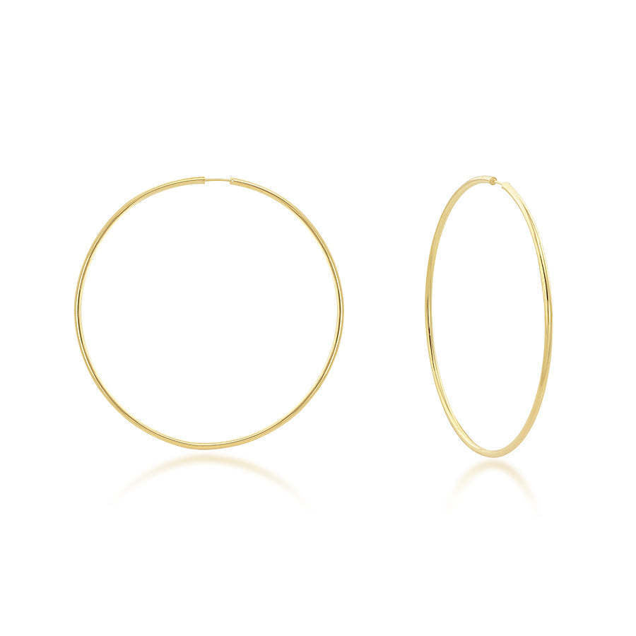 14K Yellow Gold Endless Hoop Earrings