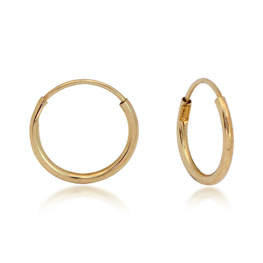 14K Gold 10mm Endless Hoop Earrings