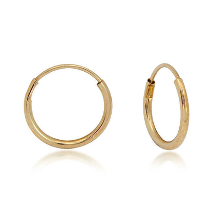 14K Gold 10mm Endless Hoop Earrings