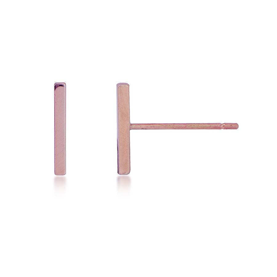 14K Rose Gold Small Bar Stud Earrings