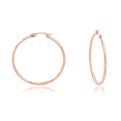 14K Rose Gold 25x2mm Polished Hoop Earrings