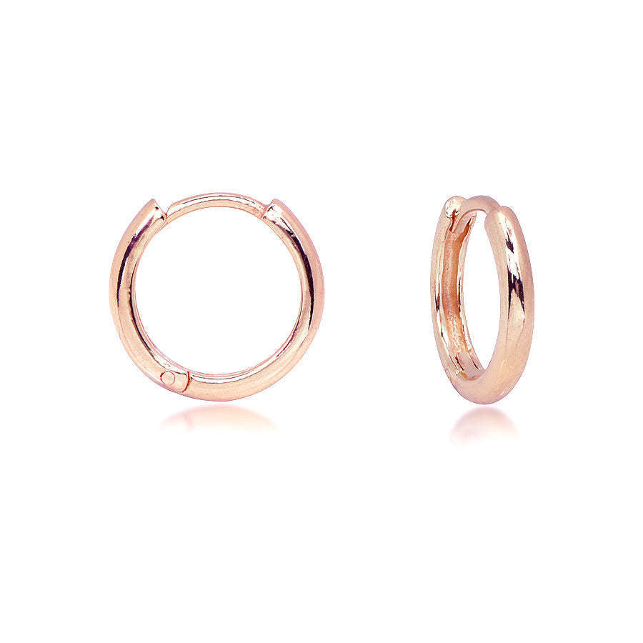 14K Rose Gold 11mm Polished Huggie Hoop Earrings