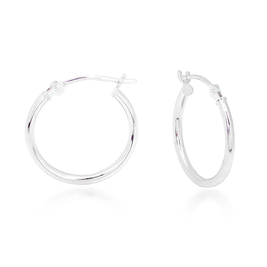 14K White Gold 25x1.5mm Polished Hoop Earrings
