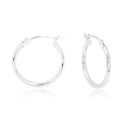 14K White Gold 25x1.5mm Polished Hoop Earrings