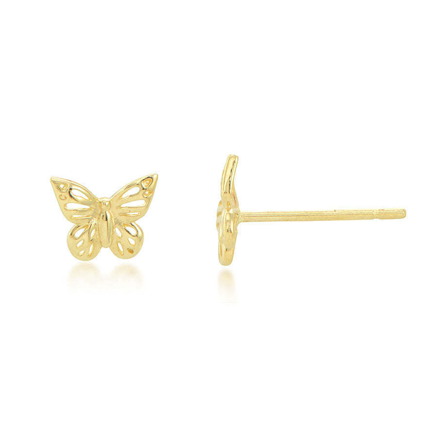 14K Yellow Gold Butterfly Stud Earrings