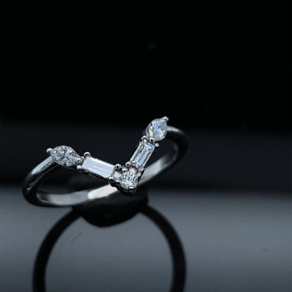 Minimalist Multi Stone Diamond V Ring