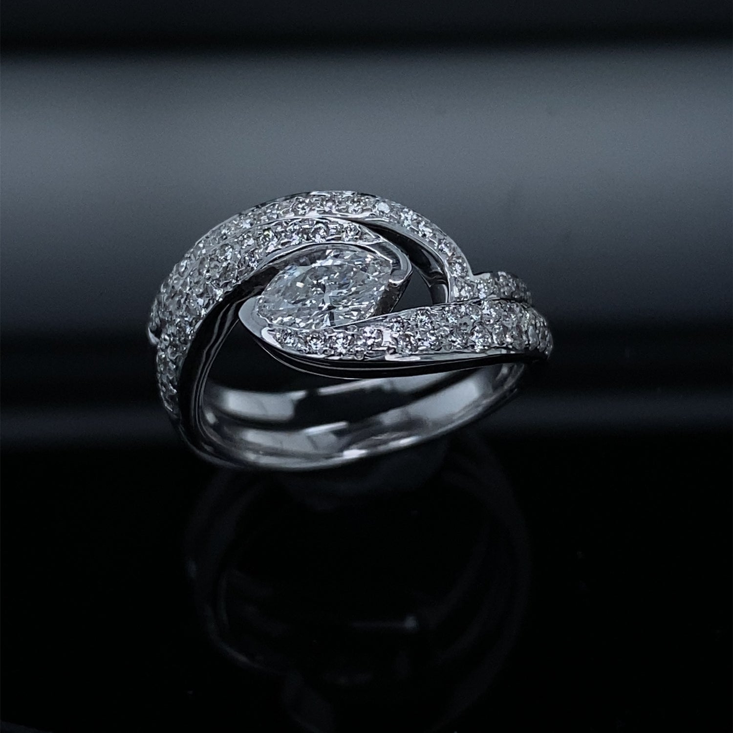 .80ctw Diamond Orbit Path Marquise Wedding Ring Set