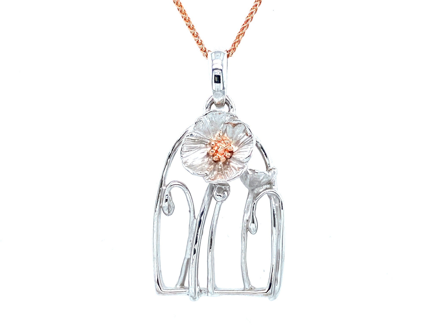 silver-rose-gold-poppy-necklace-wexford-jewelers