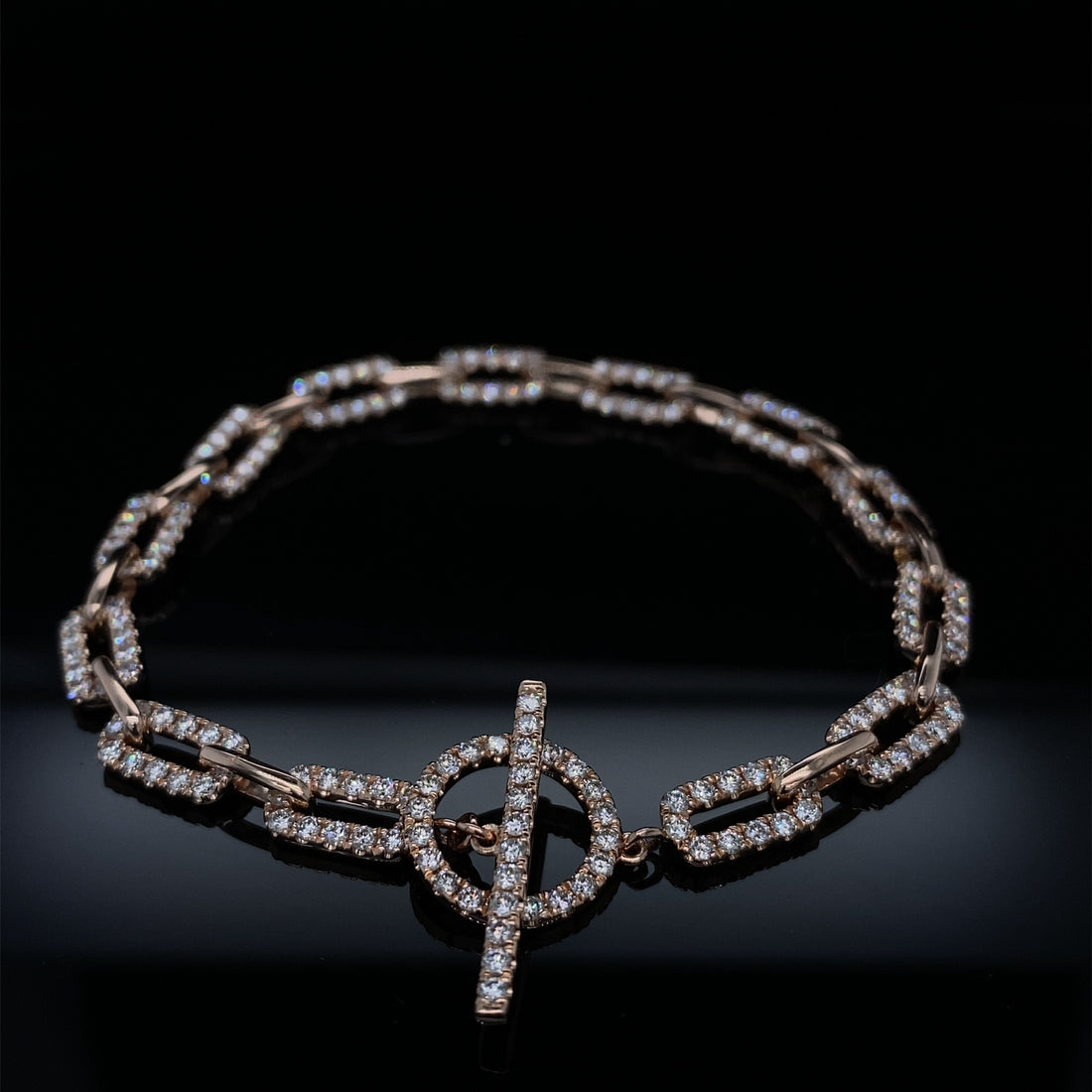 2.54 Glitzy Diamond Paperclip Link Rose Gold Bracelet