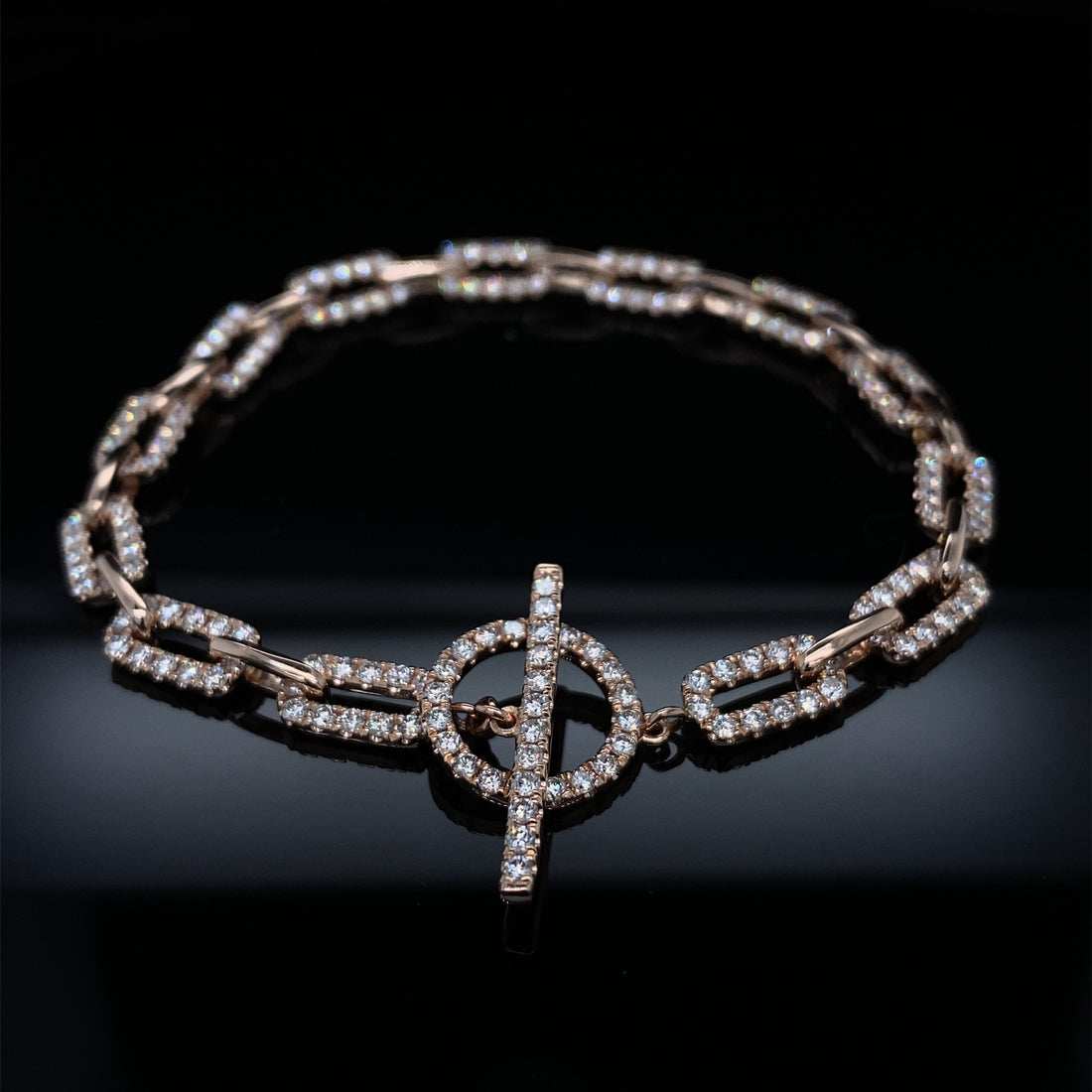 2.54 Glitzy Diamond Paperclip Link Rose Gold Bracelet