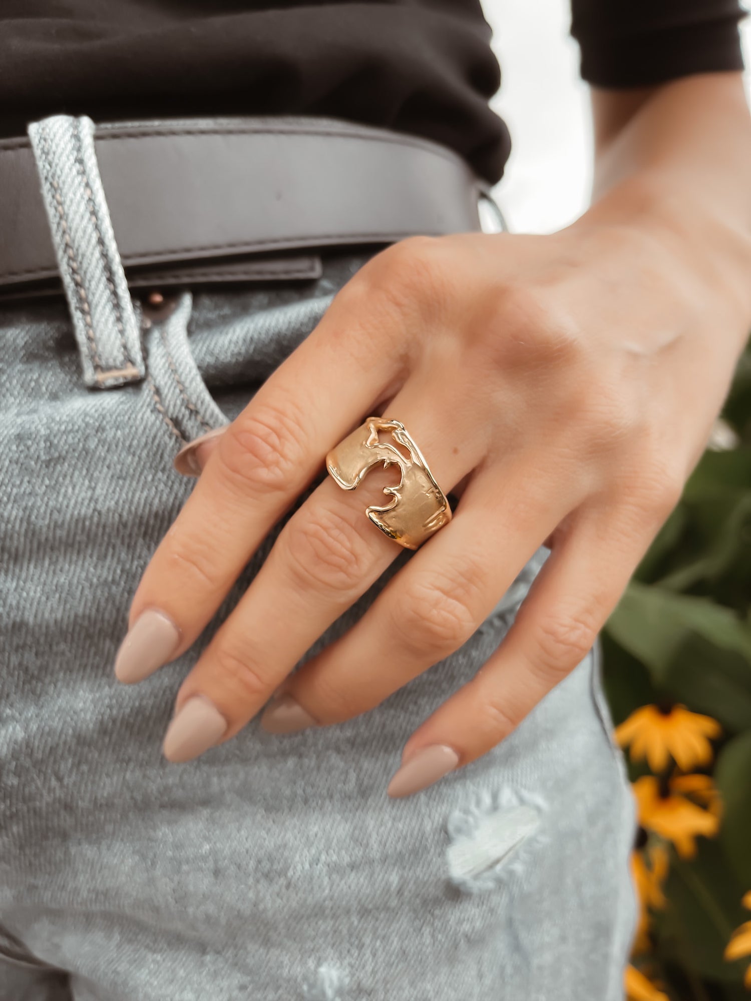 Rustic Michigan Coastline Ring in Rose Gold