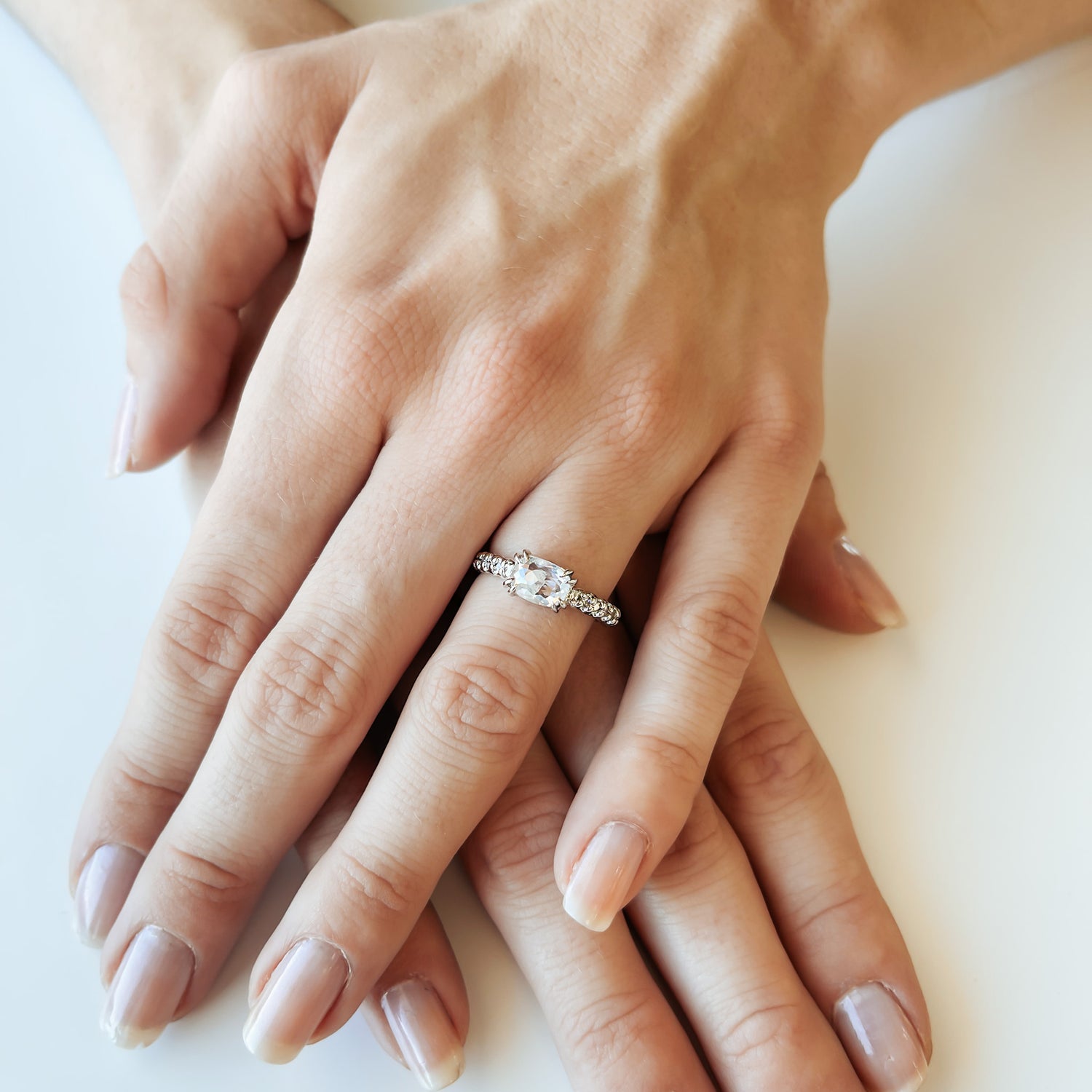 Rose Cut Ice Diamond White Gold Ring