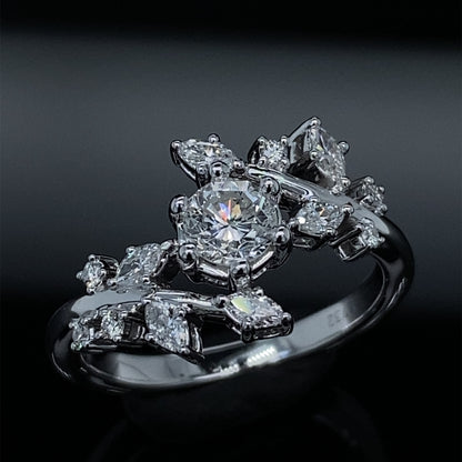 .79TDW .46ctr Frosted Frond Diamond Engagement Ring