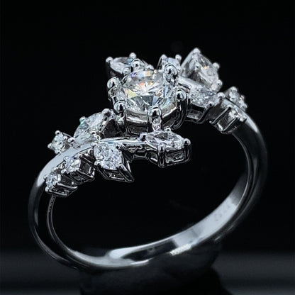 .79TDW .46ctr Frosted Frond Diamond Engagement Ring