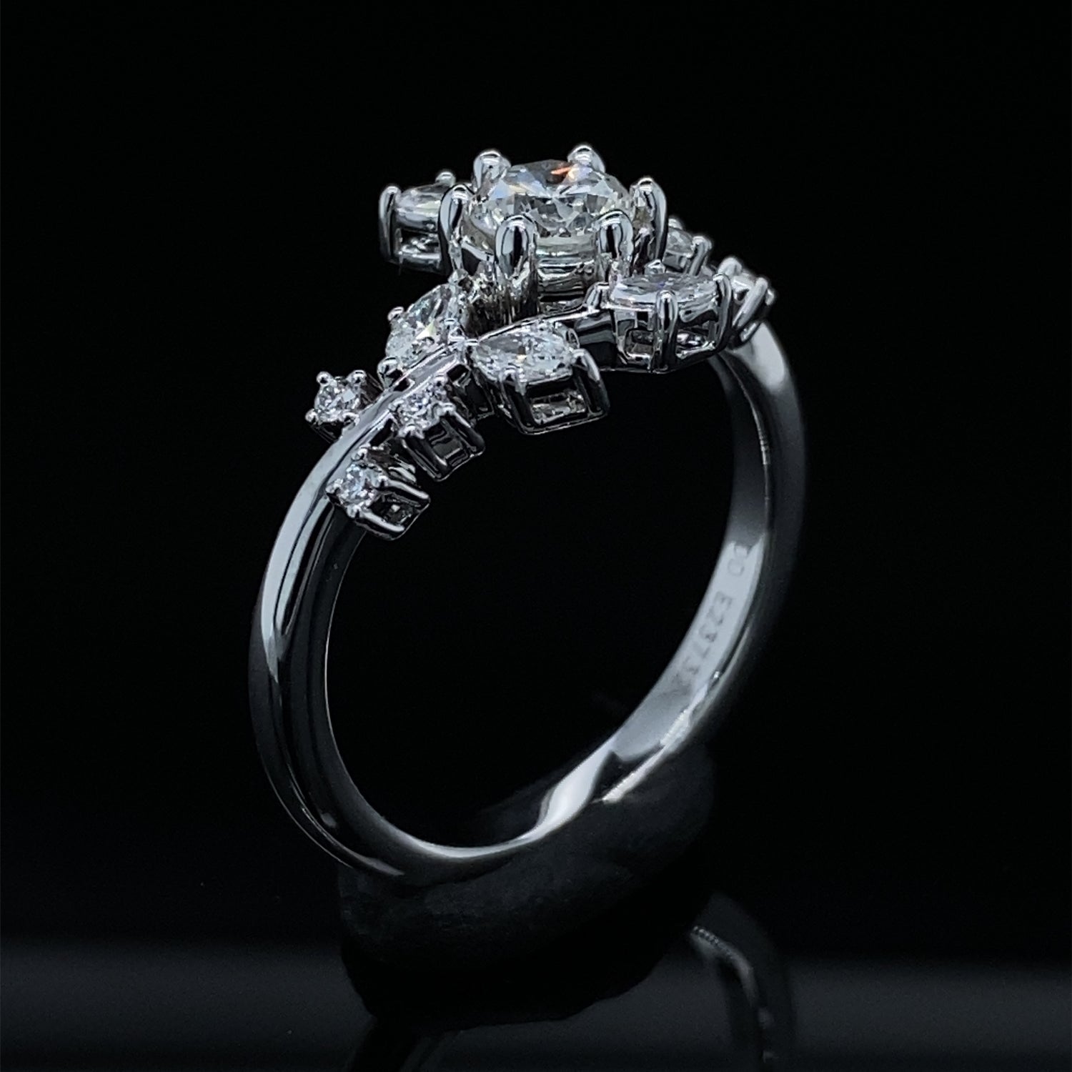 .79TDW .46ctr Frosted Frond Diamond Engagement Ring