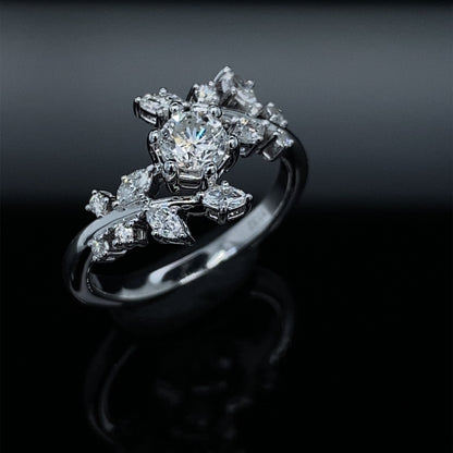 .79TDW .46ctr Frosted Frond Diamond Engagement Ring