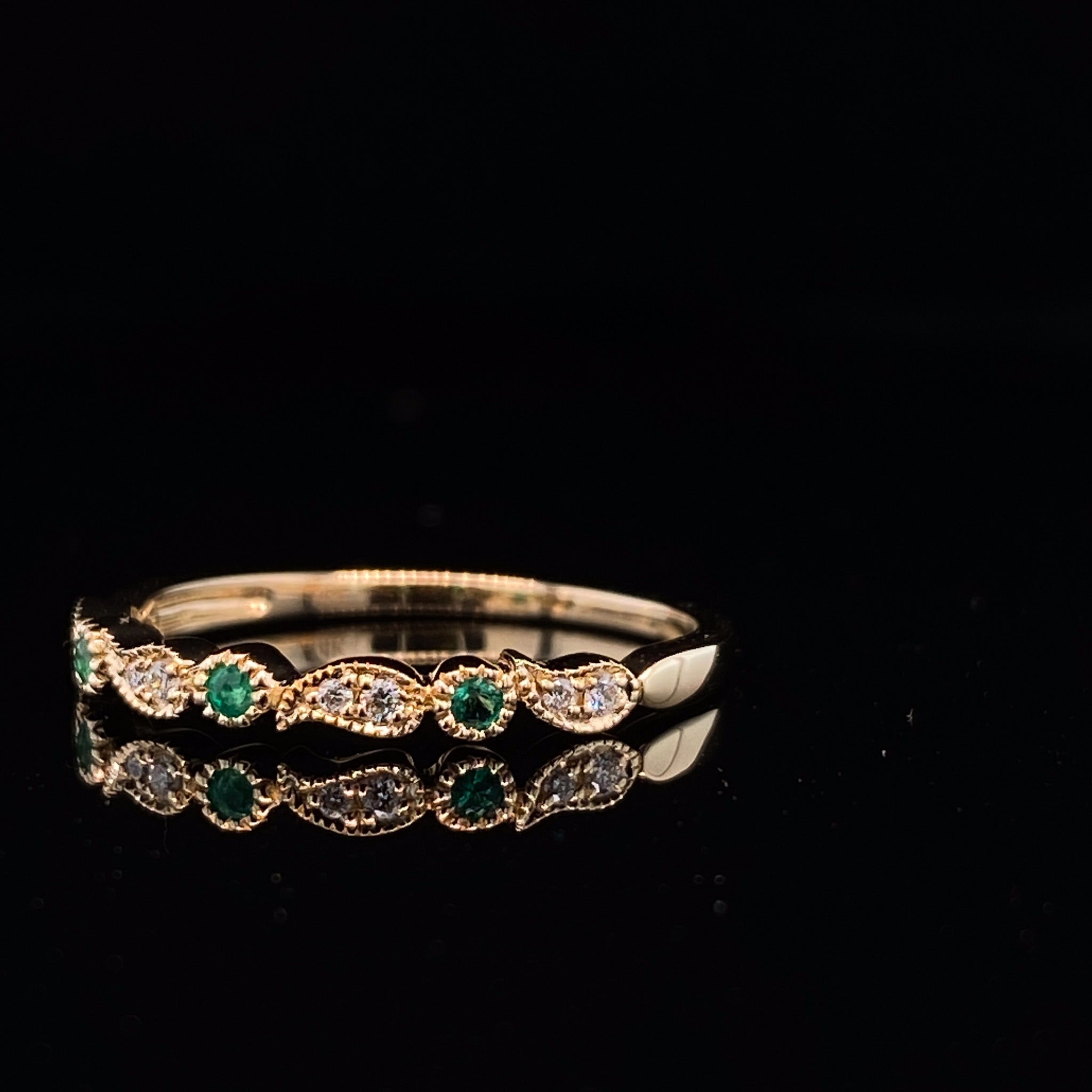 Leaf-diamond-yellow-gold-stacking-ring-wexford-jewelers