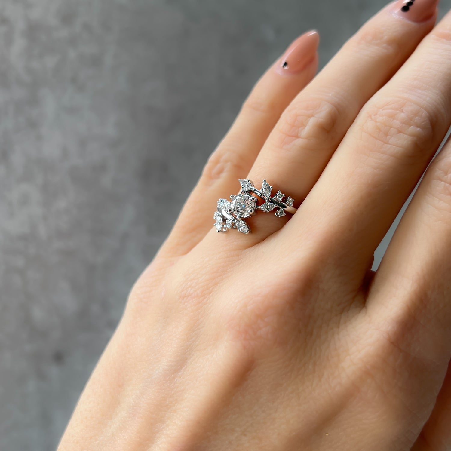 .79TDW .46ctr Frosted Frond Diamond Engagement Ring