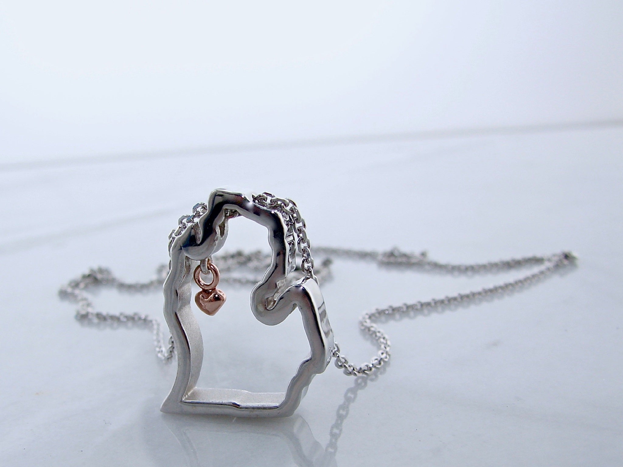 Silver Rose Gold Michigan Necklace, Mitten Love – Wexford Jewelers