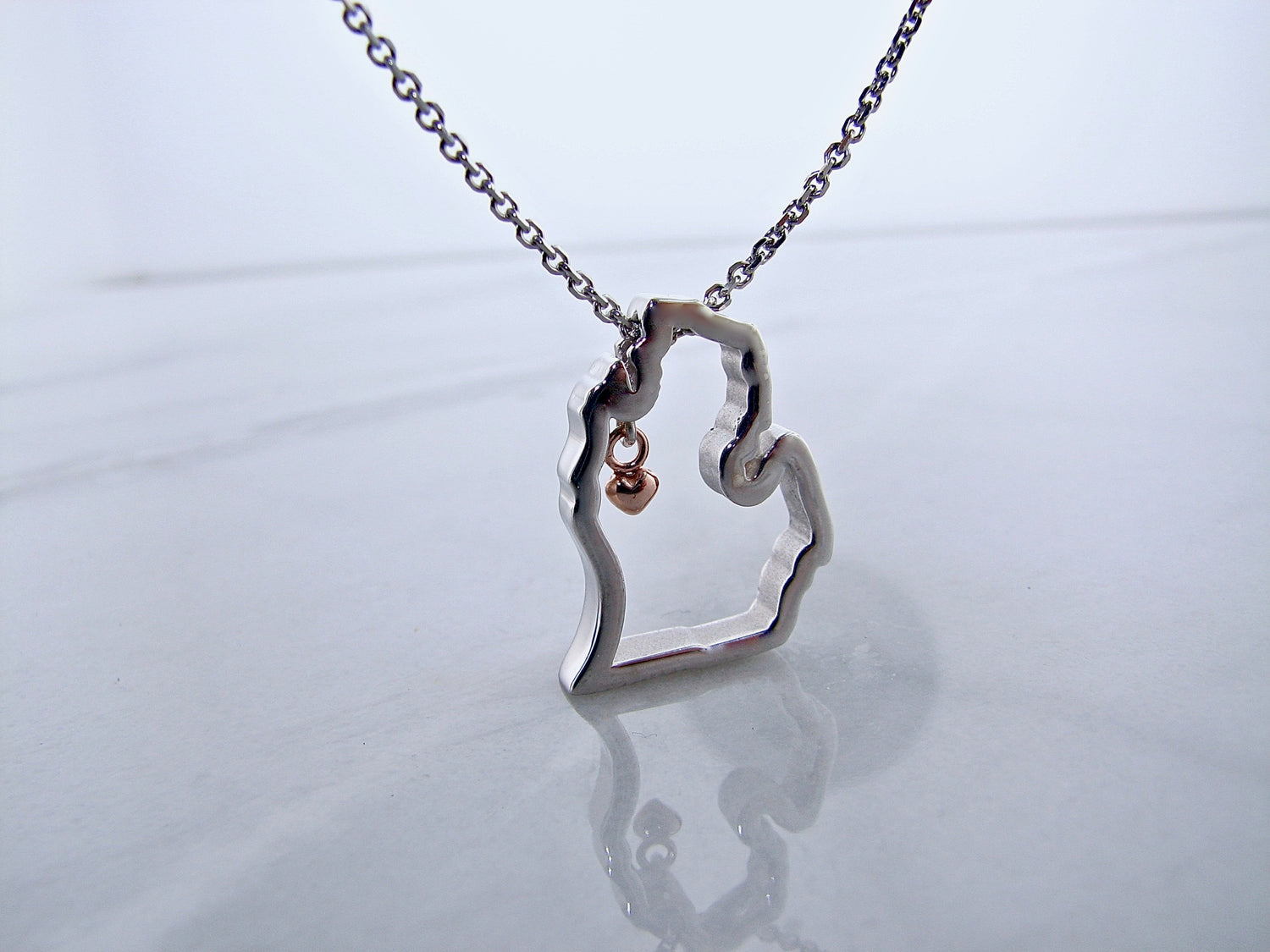 michigan-mitten-silver-rose-gold-necklace-wexford-jewelers