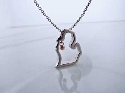 michigan-mitten-silver-rose-gold-necklace-wexford-jewelers