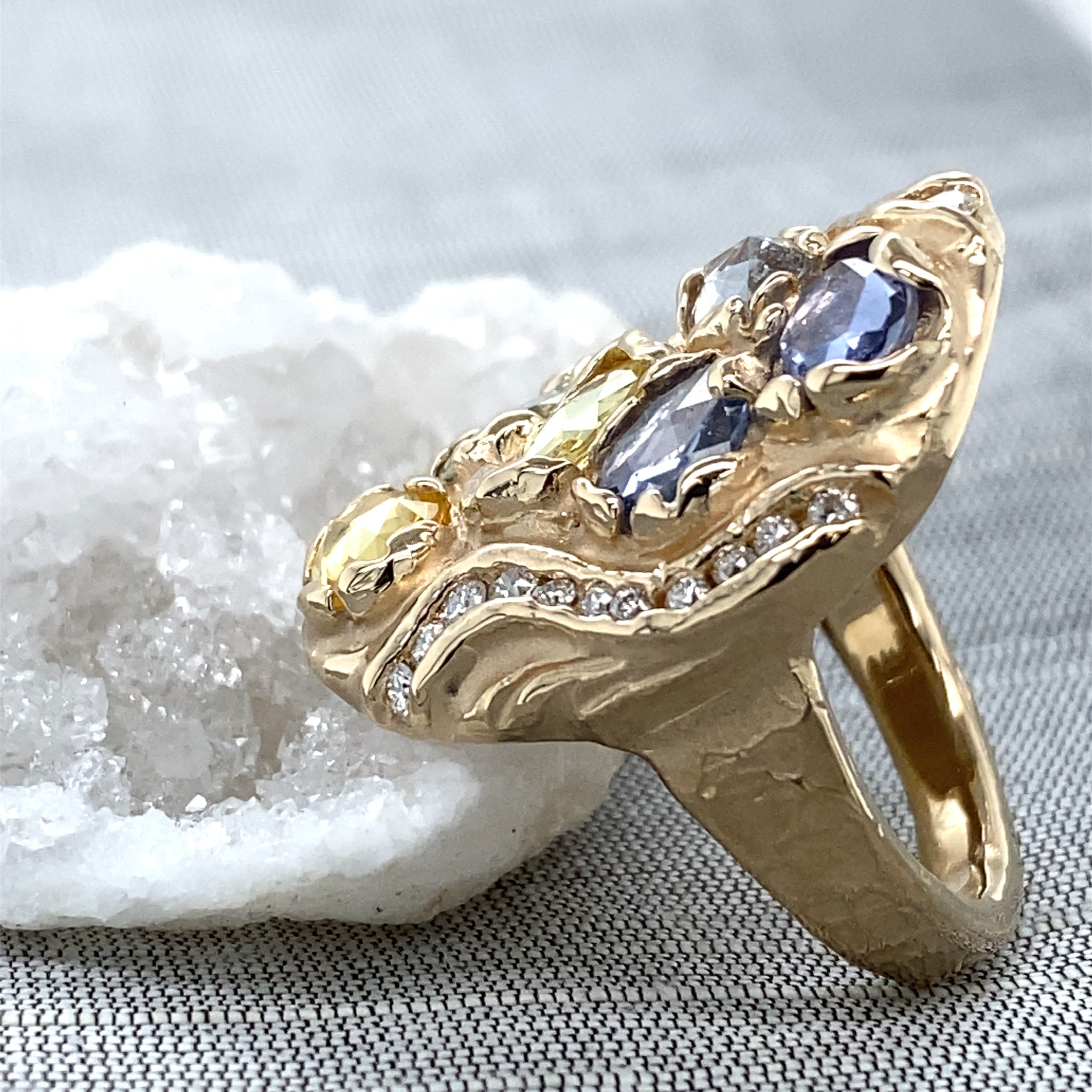 Rivers and Hills Rose Cut Sapphire Ring