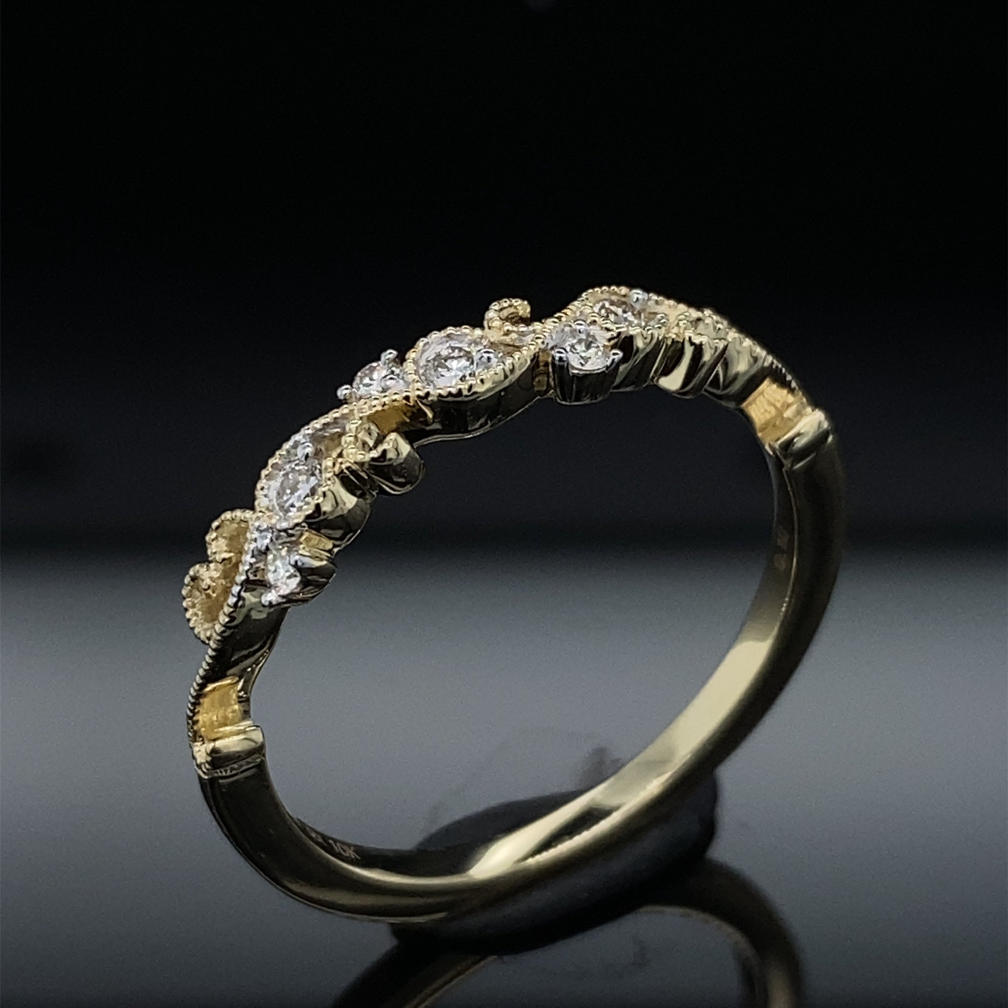 Swirls Delicate Diamond Filigree Gold Band