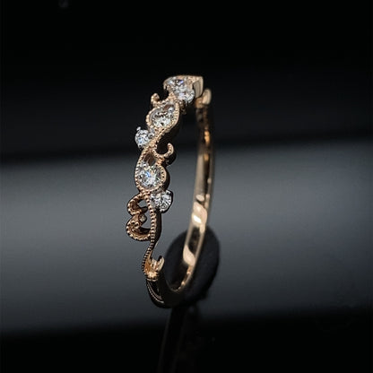 Swirls Delicate Diamond Filigree Gold Band