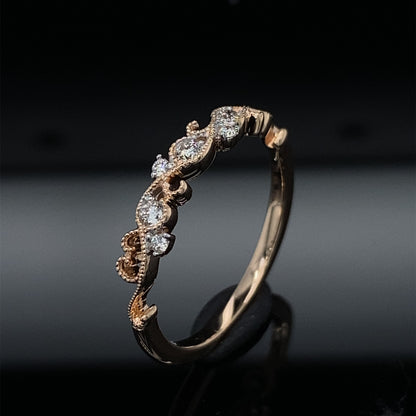 Swirls Delicate Diamond Filigree Gold Band