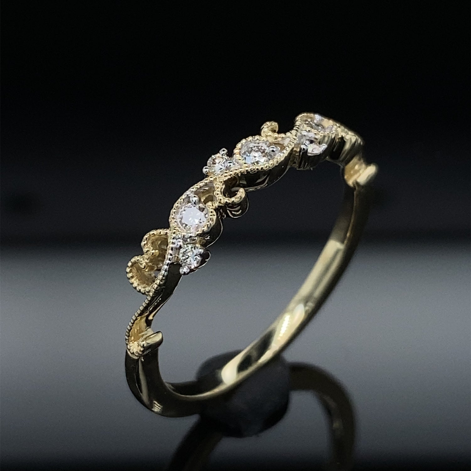 Swirls Delicate Diamond Filigree Gold Band