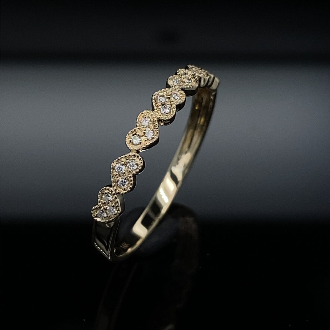 Golden Hearts Aflutter Diamond Stacking Bands