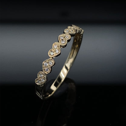 Golden Hearts Aflutter Diamond Stacking Bands