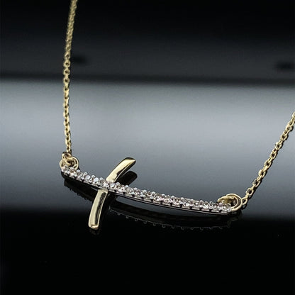 Diamond Take Up Your Cross Gold Necklace