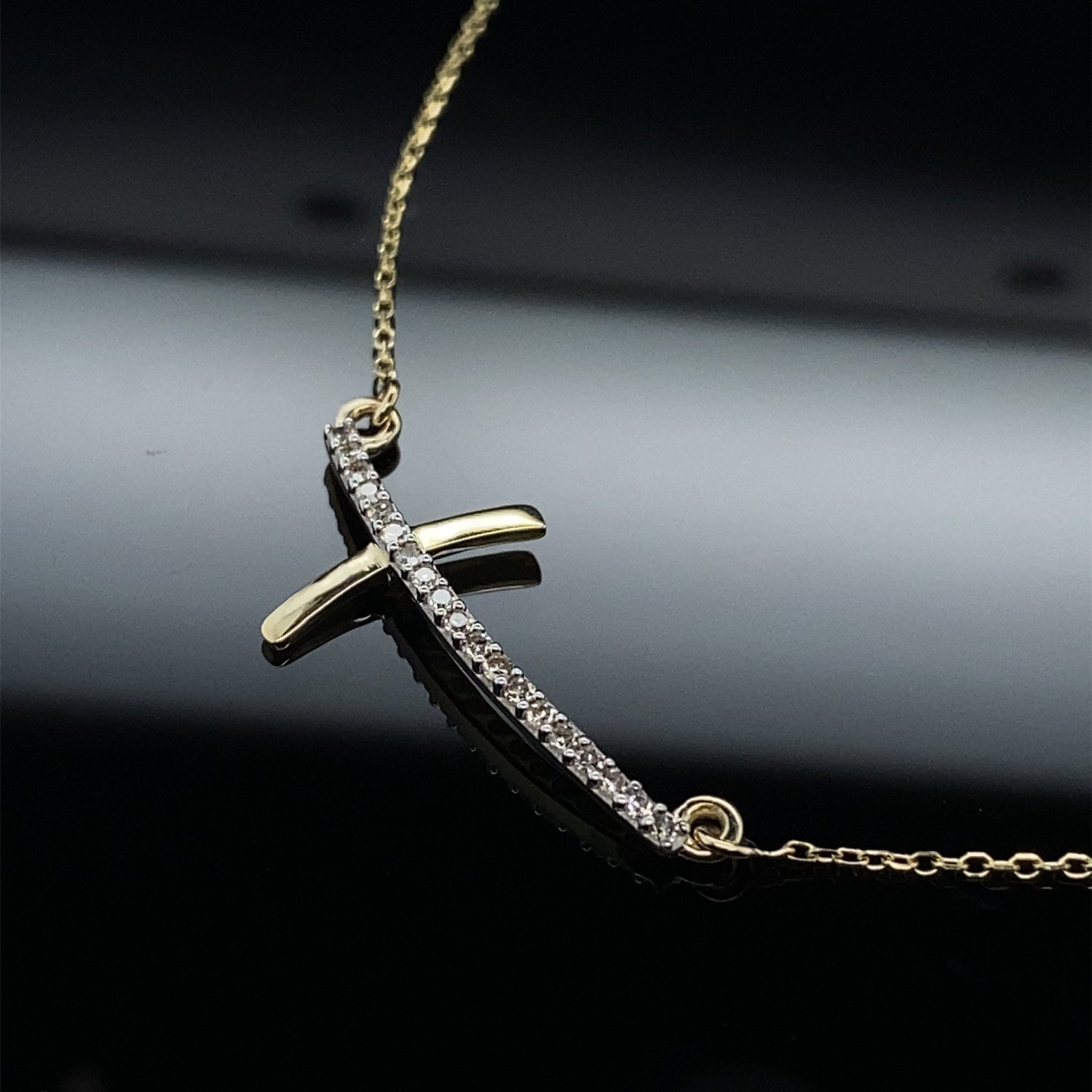 Diamond Take Up Your Cross Gold Necklace