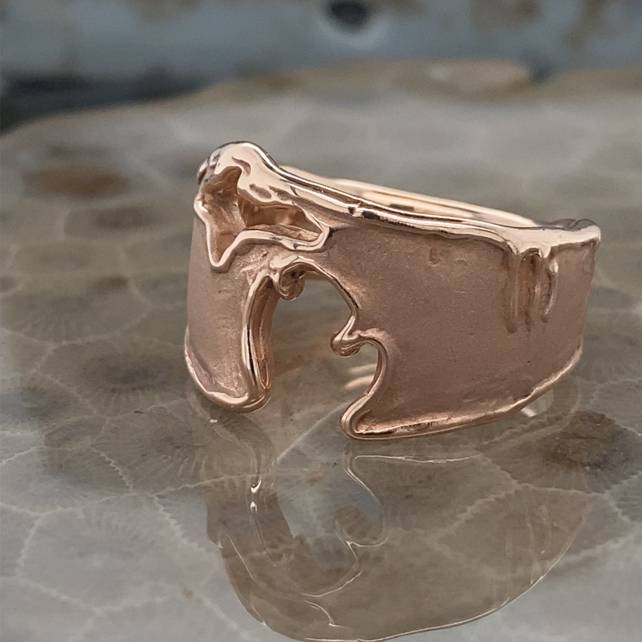 Rustic Michigan Coastline Ring in Rose Gold