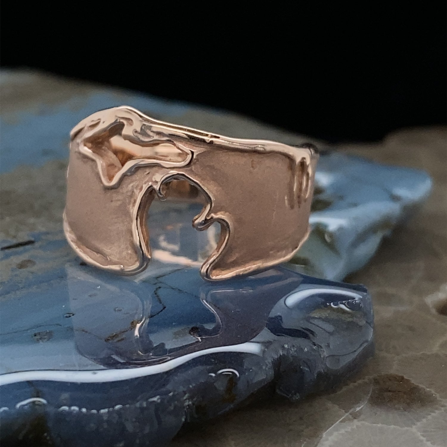 Rustic Michigan Coastline Ring in Rose Gold