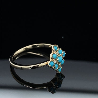 Turquoise and Diamond Cluster Ring