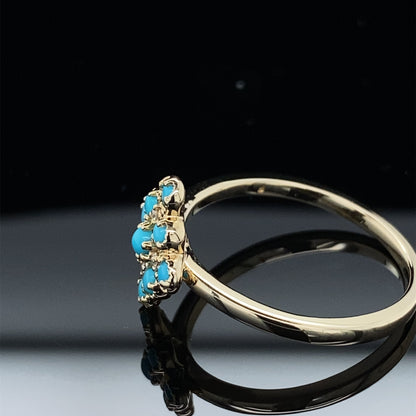 Turquoise and Diamond Cluster Ring