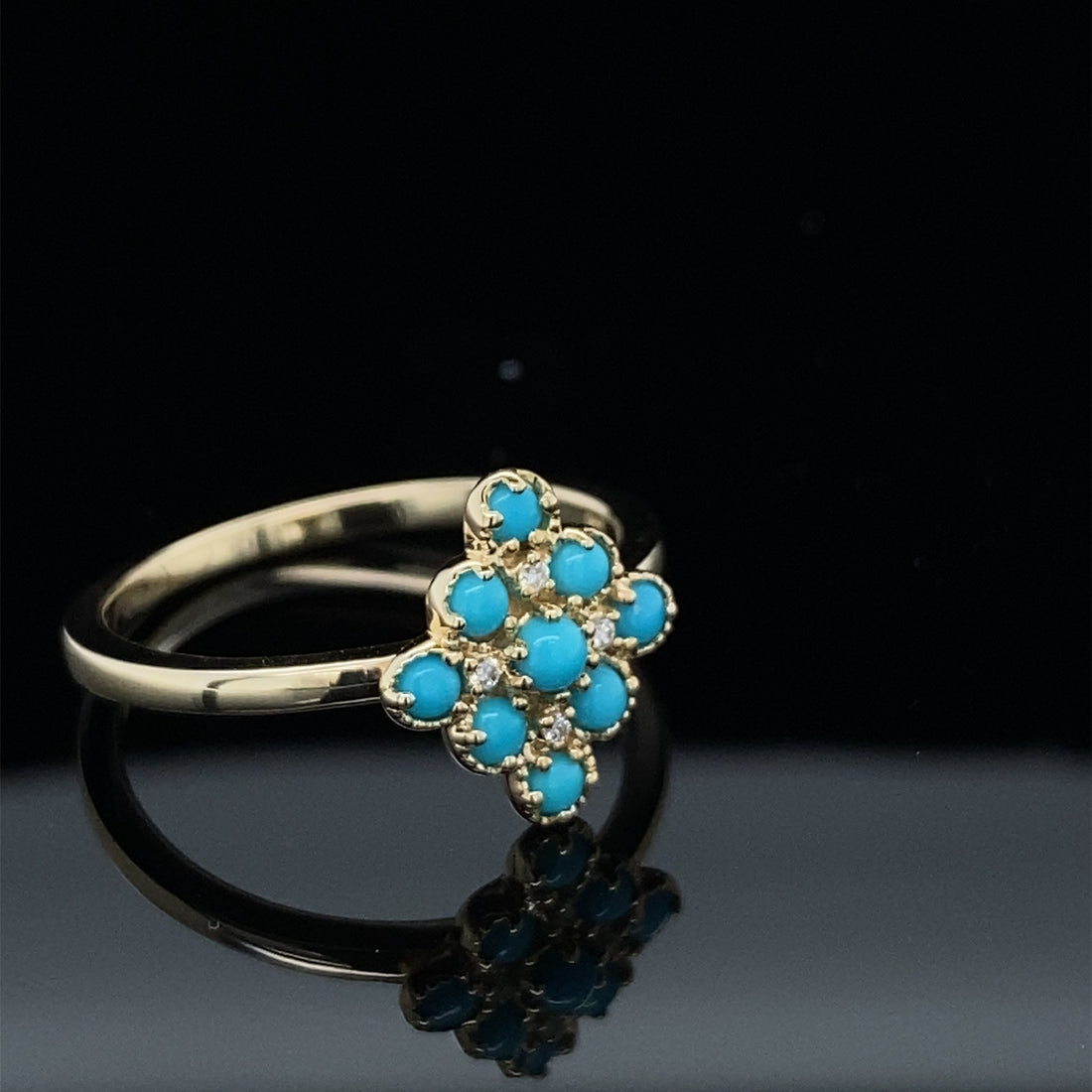 Turquoise and Diamond Cluster Ring